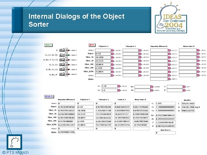 Internal Dialogs of the Object Sorter © PTS Munich 