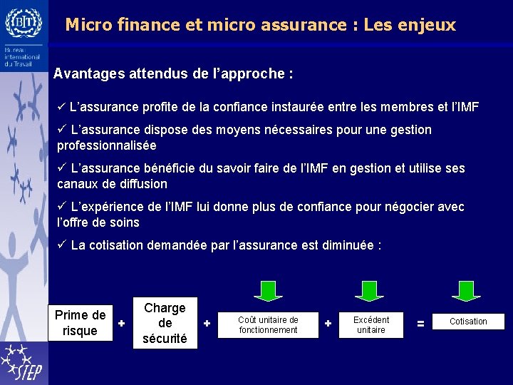 Micro finance et micro assurance : Les enjeux Avantages attendus de l’approche : ü