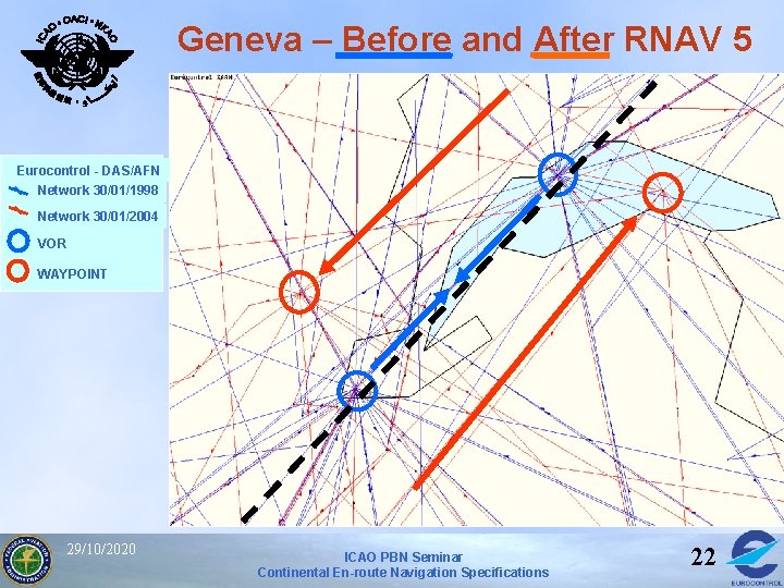 Geneva – Before and After RNAV 5 Eurocontrol - DAS/AFN Network 30/01/1998 Network 30/01/2004