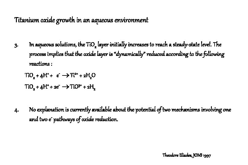 Titanium oxide growth in an aqueous environment 3. In aqueous solutions, the Ti. O