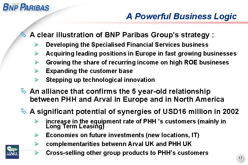A Powerful Business Logic Ä A clear illustration of BNP Paribas Group’s strategy :