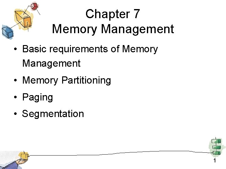 Chapter 7 Memory Management • Basic requirements of Memory Management • Memory Partitioning •