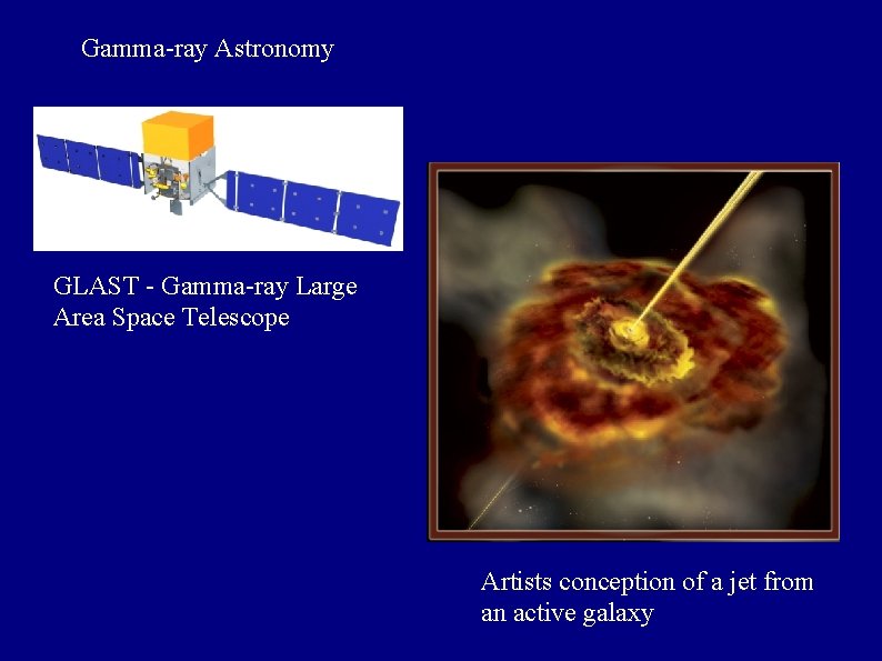 Gamma-ray Astronomy GLAST - Gamma-ray Large Area Space Telescope Artists conception of a jet