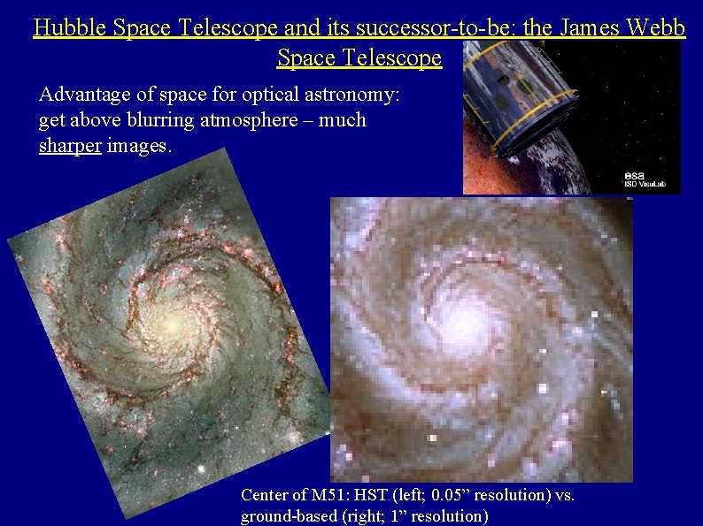 Hubble Space Telescope and its successor-to-be: the James Webb Space Telescope Advantage of space