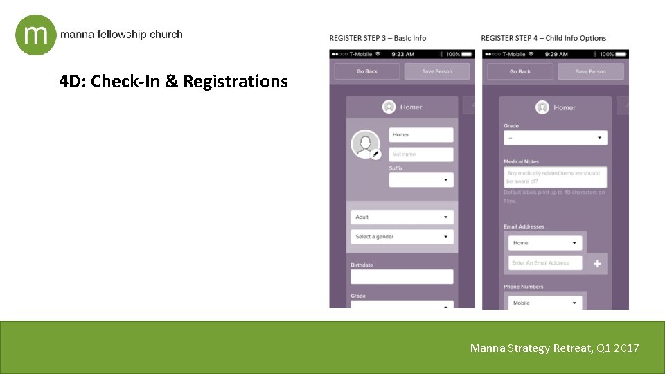 4 D: Check-In & Registrations Manna Strategy Retreat, Q 1 2017 