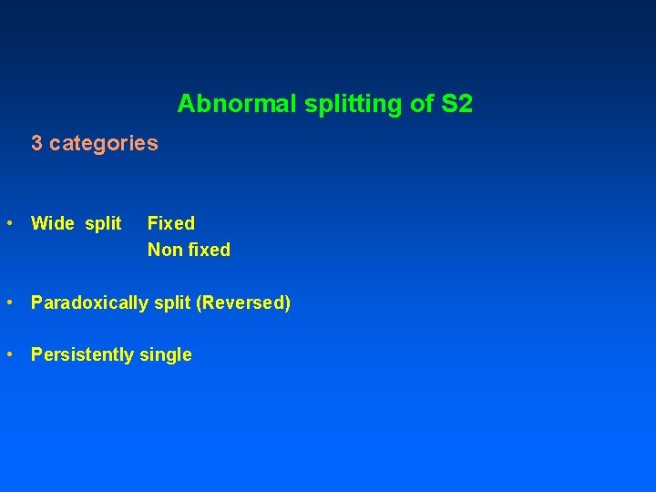 Abnormal splitting of S 2 3 categories • Wide split Fixed Non fixed •