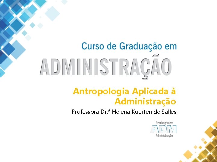Antropologia Aplicada à Administração Professora Dr. ª Helena Kuerten de Salles 