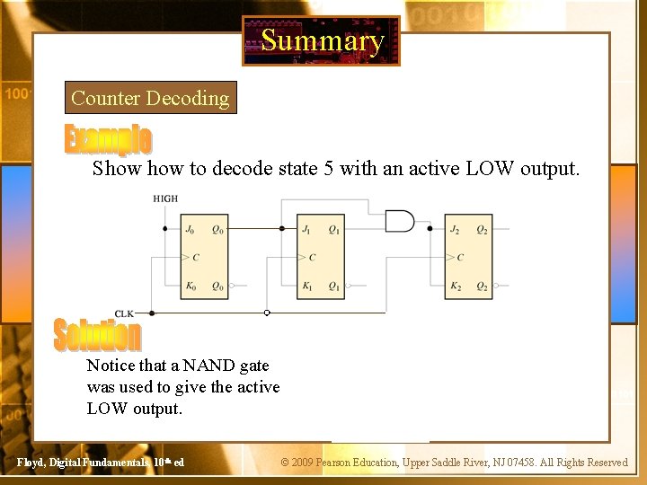 Summary Counter Decoding Show to decode state 5 with an active LOW output. Notice