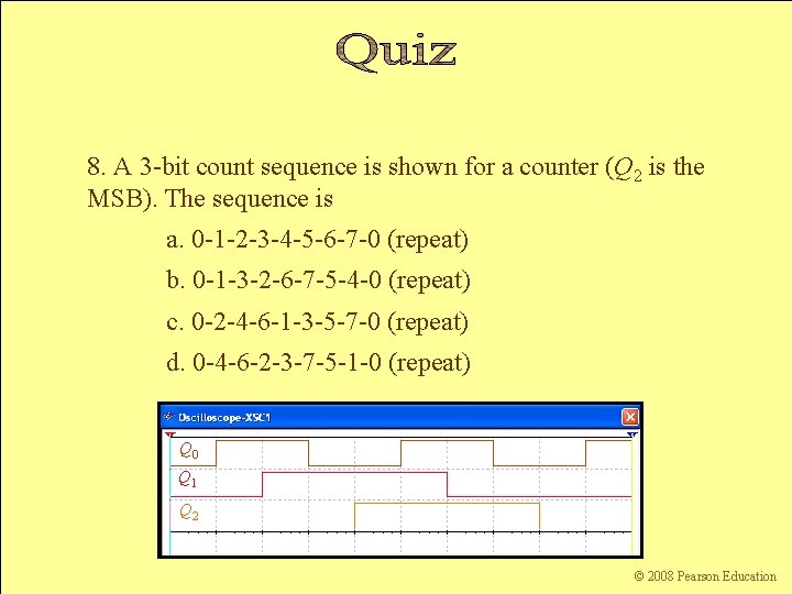 8. A 3 -bit count sequence is shown for a counter (Q 2 is