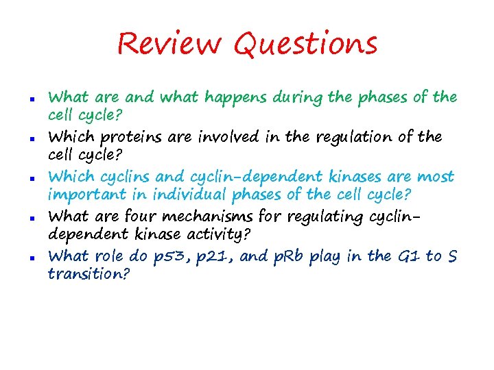 Review Questions n n n What are and what happens during the phases of
