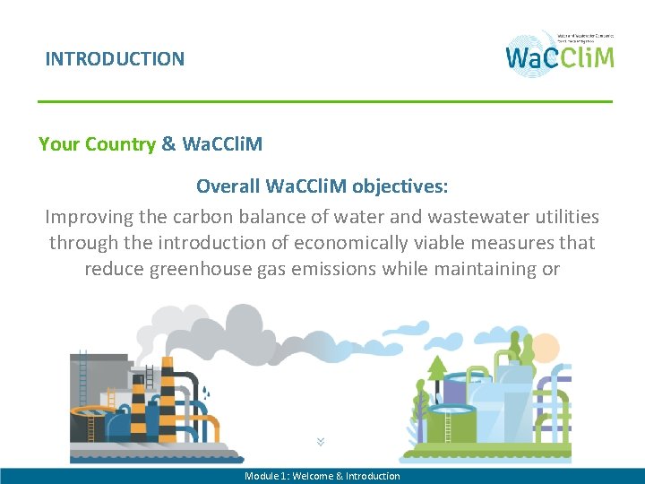 INTRODUCTION Your Country & Wa. CCli. M Overall Wa. CCli. M objectives: Improving the