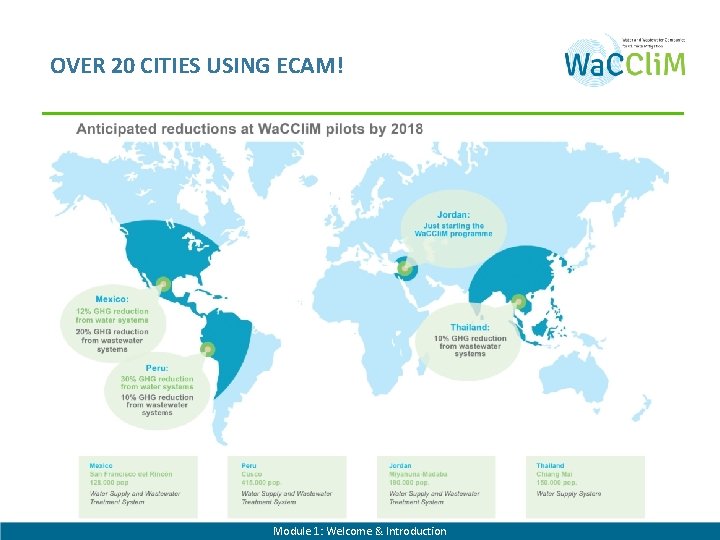 OVER 20 CITIES USING ECAM! Module 1: Welcome & Introduction 