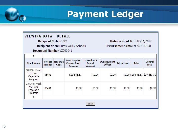 Payment Ledger 12 