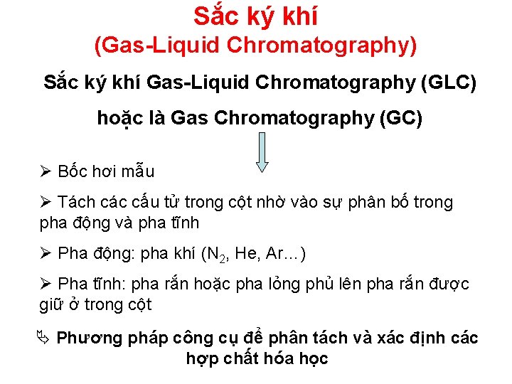 Sắc ký khí (Gas-Liquid Chromatography) Sắc ký khí Gas-Liquid Chromatography (GLC) hoặc là Gas