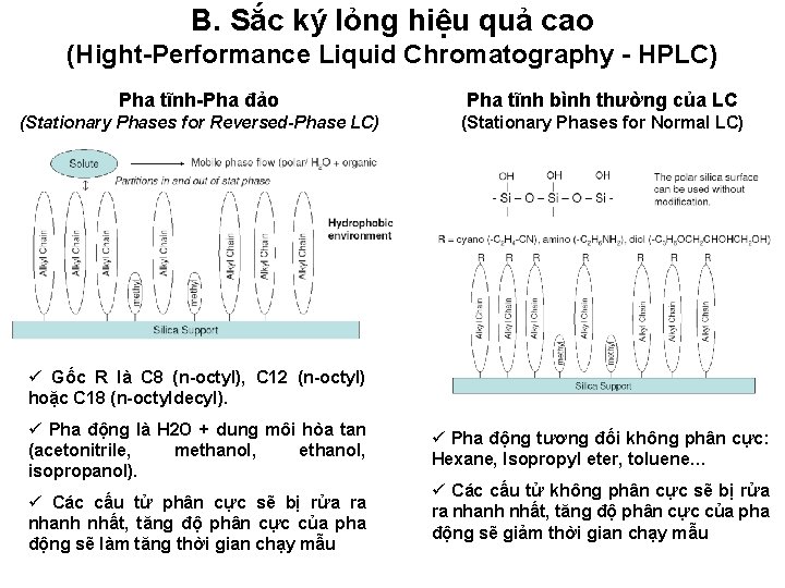 B. Sắc ký lỏng hiệu quả cao (Hight-Performance Liquid Chromatography - HPLC) Pha tĩnh-Pha