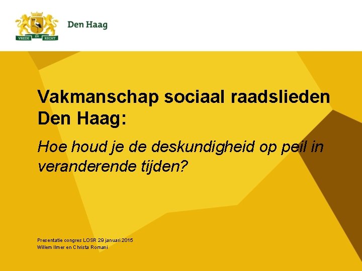 Vakmanschap sociaal raadslieden Den Haag: Hoe houd je de deskundigheid op peil in veranderende