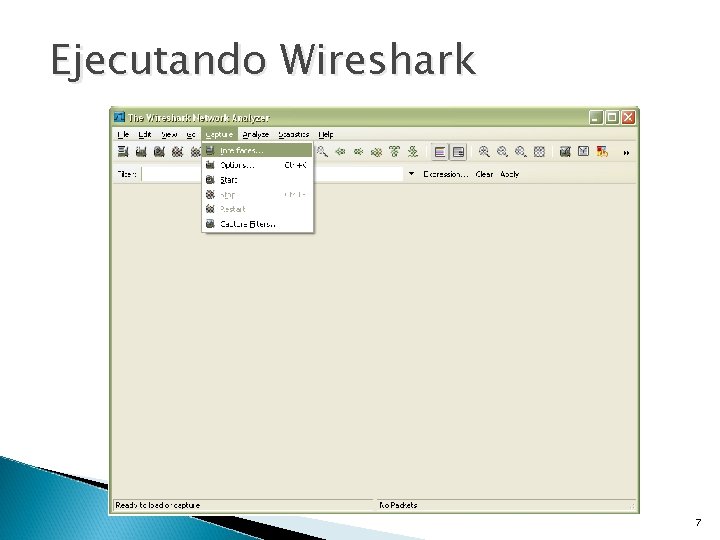 Ejecutando Wireshark 7 