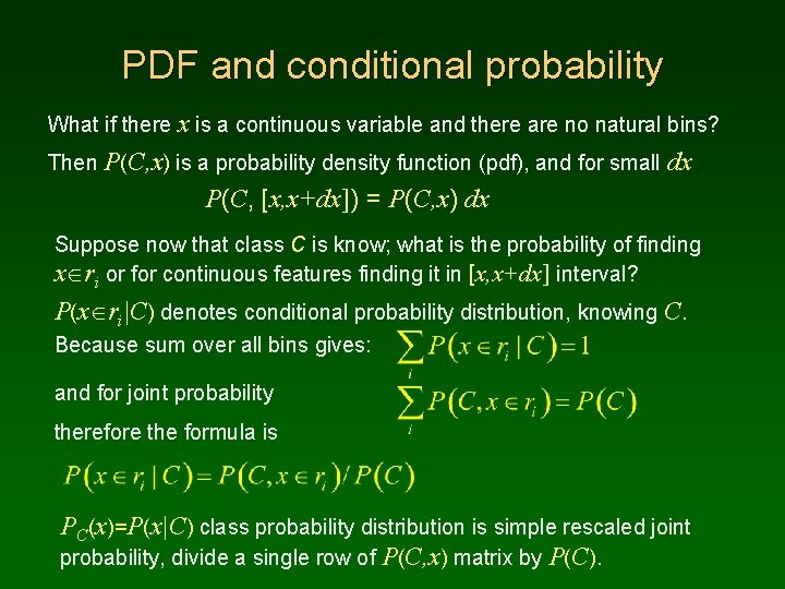 PDF and conditional probability What if there x is a continuous variable and there