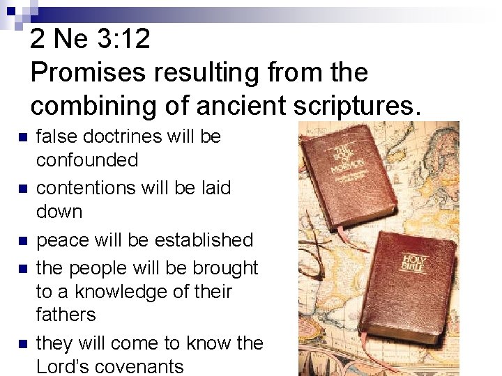 2 Ne 3: 12 Promises resulting from the combining of ancient scriptures. n n 2 Ne 3: 12 Promises resulting from the combining of ancient scriptures. n n