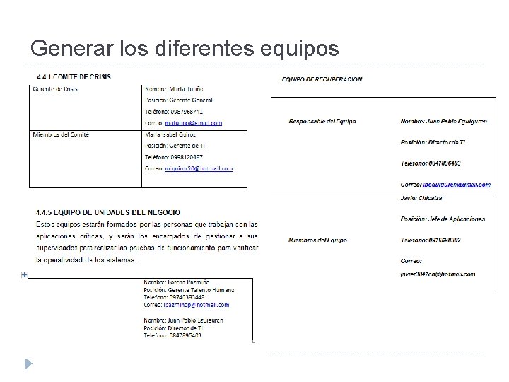 Generar los diferentes equipos 