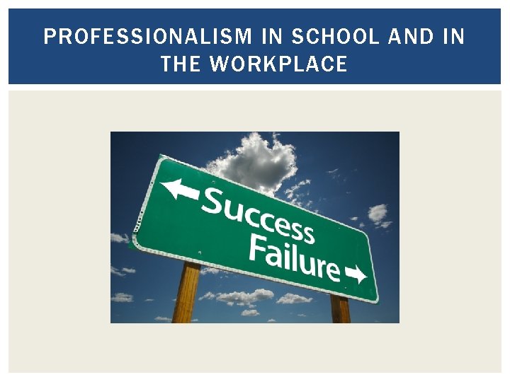 PROFESSIONALISM IN SCHOOL AND IN THE WORKPLACE 