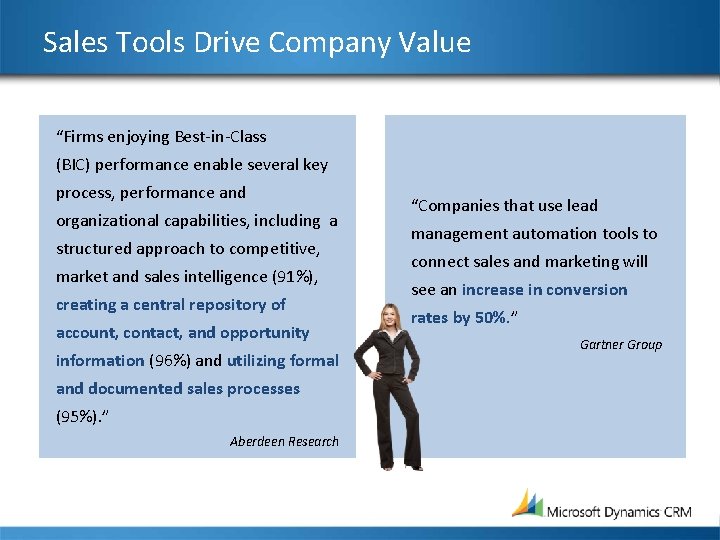 Sales Tools Drive Company Value “Firms enjoying Best-in-Class (BIC) performance enable several key process,