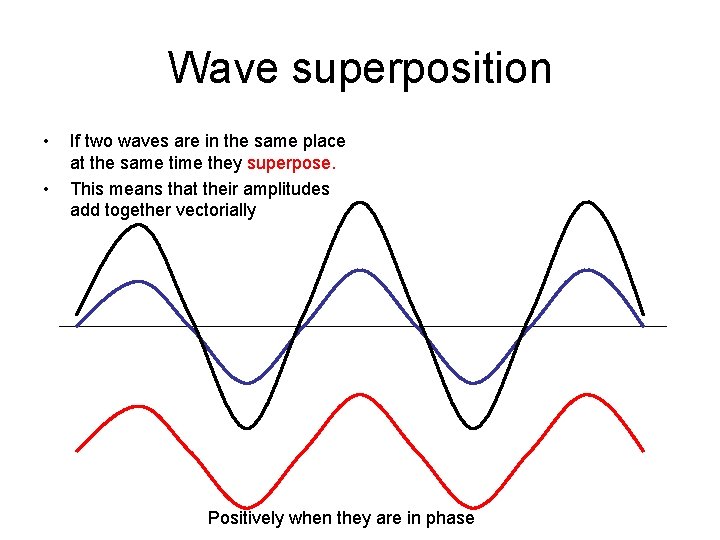 Wave superposition • • If two waves are in the same place at the Wave superposition • • If two waves are in the same place at the