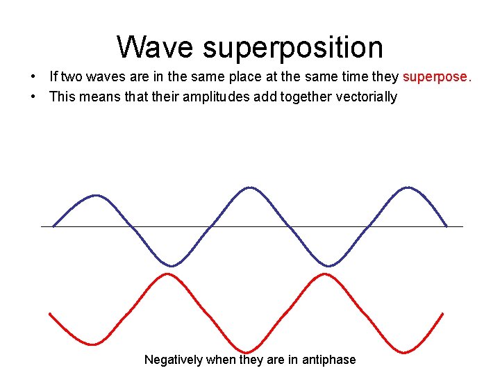 Wave superposition • If two waves are in the same place at the same Wave superposition • If two waves are in the same place at the same