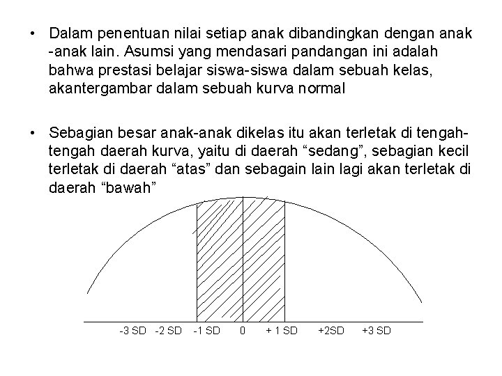  • Dalam penentuan nilai setiap anak dibandingkan dengan anak -anak lain. Asumsi yang