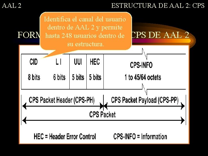 AAL 2 ESTRUCTURA DE AAL 2: CPS Identifica el canal del usuario dentro de