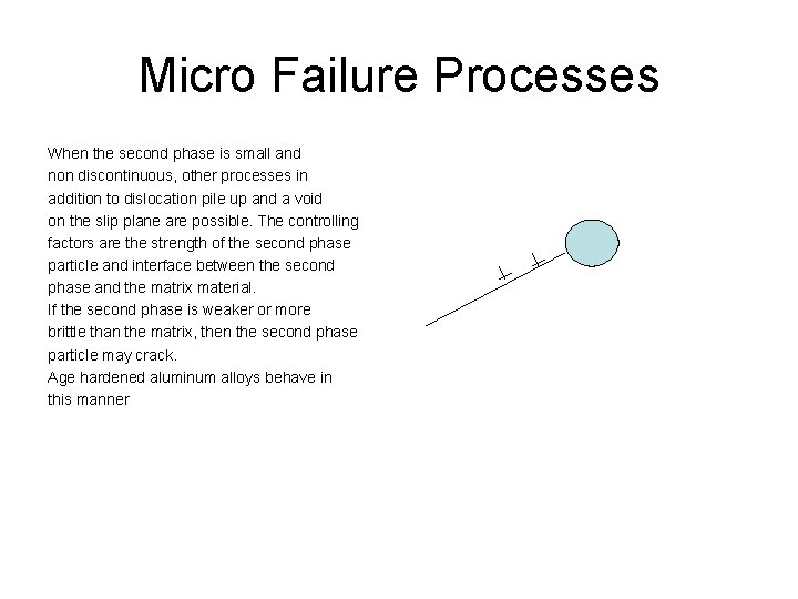 Micro Failure Processes When the second phase is small and non discontinuous, other processes