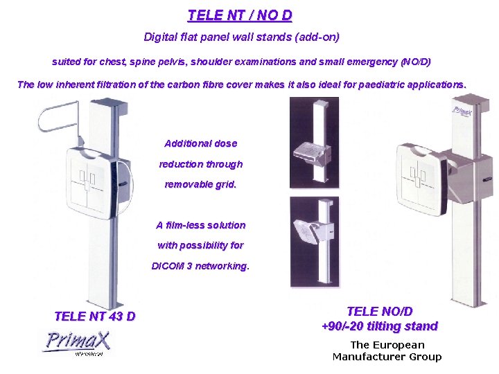 TELE NT / NO D Digital flat panel wall stands (add-on) suited for chest,