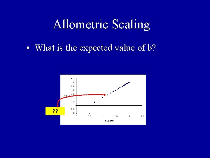 Allometric Scaling • What is the expected value of b? ? ? Allometric Scaling • What is the expected value of b? ? ?