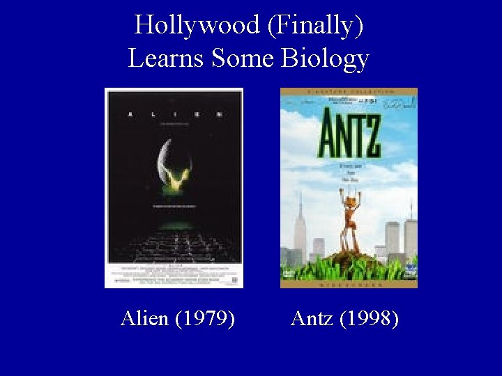 Hollywood (Finally) Learns Some Biology Alien (1979) Antz (1998) Hollywood (Finally) Learns Some Biology Alien (1979) Antz (1998)