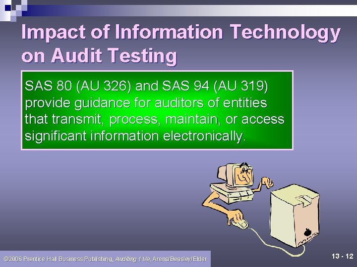 Impact of Information Technology on Audit Testing SAS 80 (AU 326) and SAS 94