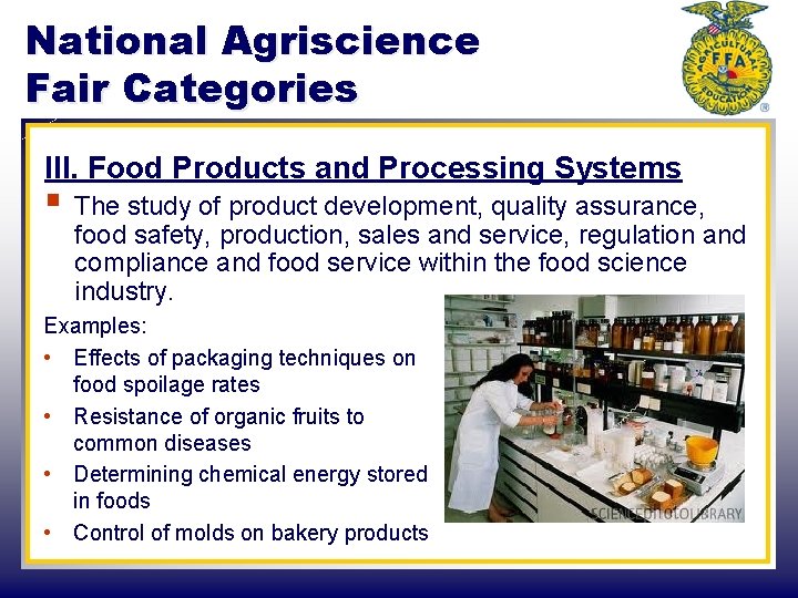 Agriscience Fair An open door of Opportunities Goals