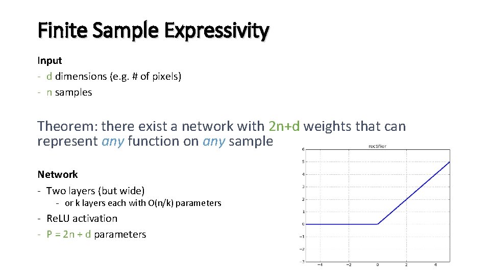 Finite Sample Expressivity Input - d dimensions (e. g. # of pixels) - n