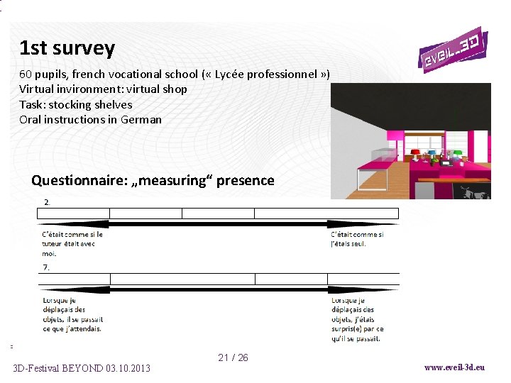 1 st survey 60 pupils, french vocational school ( « Lycée professionnel » )