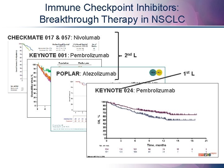 Immune Checkpoint Inhibitors: Breakthrough Therapy in NSCLC CHECKMATE 017 & 057: Nivolumab KEYNOTE 001: