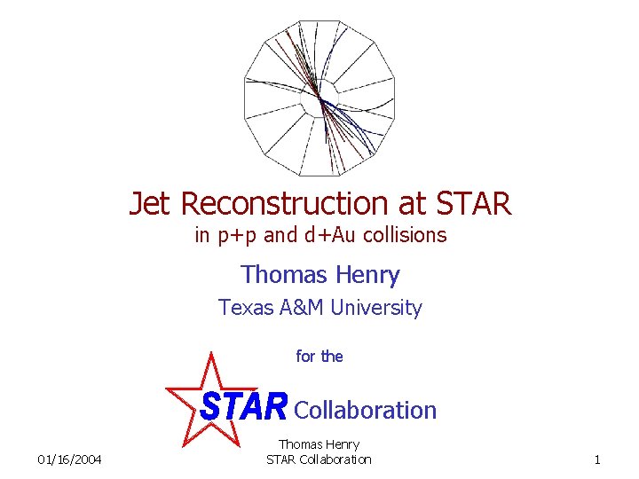 Jet Reconstruction at STAR in p+p and d+Au collisions Thomas Henry Texas A&M University