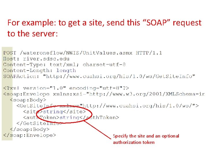 For example: to get a site, send this “SOAP” request to the server: Specify