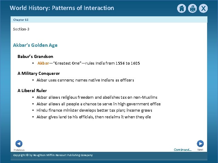 World History: Patterns of Interaction Chapter 18 Section-3 Akbar’s Golden Age Babur’s Grandson •