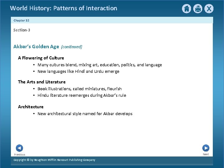 World History: Patterns of Interaction Chapter 18 Section-3 3 Akbar’s Golden Age {continued} A