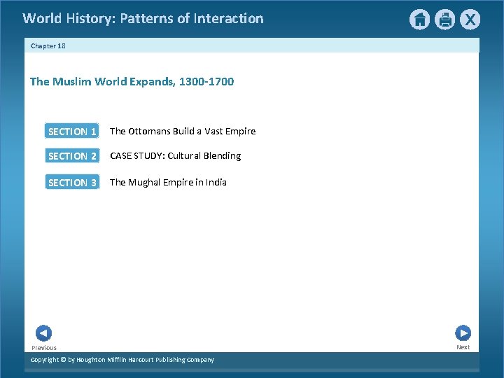 World History: Patterns of Interaction Chapter 18 The Muslim World Expands, 1300 -1700 SECTION