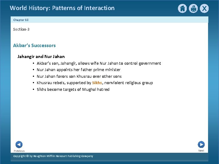 World History: Patterns of Interaction Chapter 18 Section-3 Akbar’s Successors Jahangir and Nur Jahan