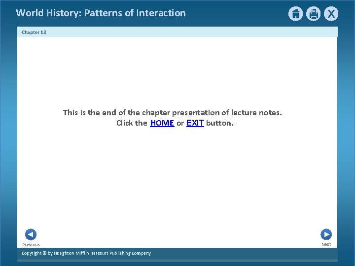 World History: Patterns of Interaction Chapter 18 This is the end of the chapter