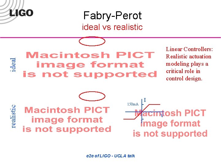 Fabry-Perot ideal vs realistic ideal Linear Controllers: Realistic actuation modeling plays a critical role