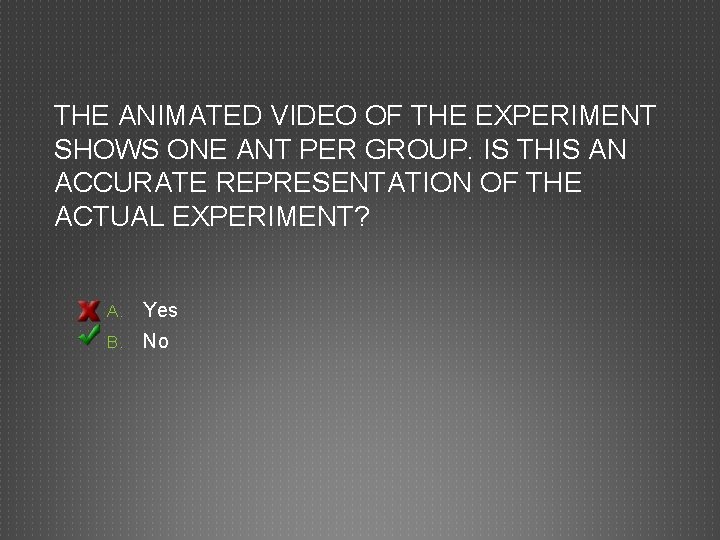 THE ANIMATED VIDEO OF THE EXPERIMENT SHOWS ONE ANT PER GROUP. IS THIS AN THE ANIMATED VIDEO OF THE EXPERIMENT SHOWS ONE ANT PER GROUP. IS THIS AN