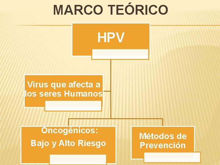 MARCO TEÓRICO HPV Virus que afecta a los seres Humanos Oncogénicos: Bajo y Alto