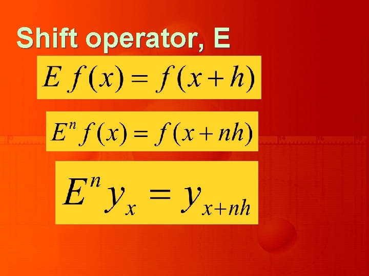 Shift operator, E 